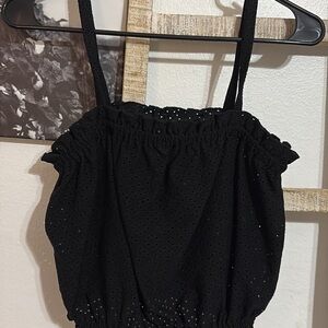 Black Eyelet Women's Top